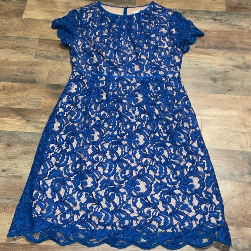 Coldwater Creek Short Sleeve dress‎ with lace overlay.  Size 8P
